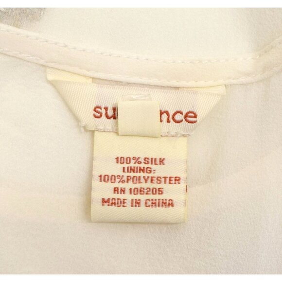 Sundance Women's Bohemian Embellished Peplum Hem Silk Blouse Off White/Gold L - Picture 7 of 9